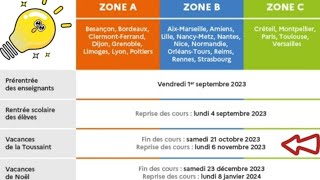 Le calendrier des vacances en France pour lannée scolaire 20232024 [upl. by Barnet]