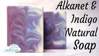 How to make Natural Lavender alkanet and indigo cold process soap Taiwan swirl variation [upl. by Lianna]