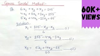 Gauss Seidel method  Gauss Seidel Method Example [upl. by Nalniuq]