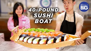 I Made A Giant 40Pound Sushi Boat For A Mukbang Artist • Tasty [upl. by Gudren]