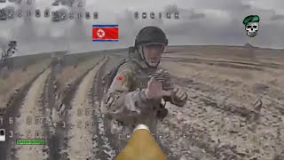 Horrible Ukrainian FPV drones brutally blow up fleeing North Korean soldiers during siege of Kursk [upl. by Drawyah]