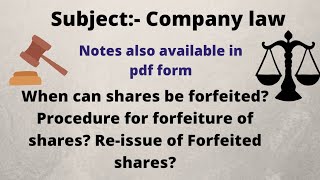 When can shares be forfeited procedure for forfeiture of shares Reissue of Forfeited shares [upl. by Aneri]