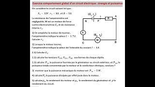 Exercice comportement global d’un circuit électrique  énergie et puissance 1BAC [upl. by Novahs]