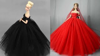 Barbie Elbise Yapımı  DIY Dikişsiz kendin yap  5 Dakikada hallet Barbie Crafts [upl. by Notlimah258]