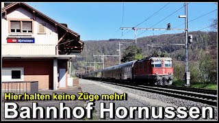 Personen und Güterzüge beim ehemaligen Bahnhof Hornussen im Kanton Aargau [upl. by Eileek974]