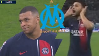 LES MOMENTS FORTS DE OM 02 PSG  BERALDO ROUGE MBAPPÉ REMPLACÉ RAMOS BUT ET VÉLODROME CHAMBRÉ [upl. by Rebe844]