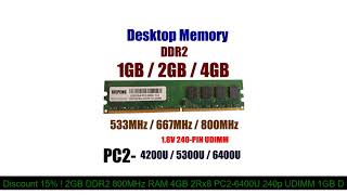 Product Review 2GB DDR2 800MHz RAM 4GB 2Rx8 PC26400U 240p UDIMM 1GB DDR2667MHz 2G PC2 5300 NON EC [upl. by Normand]