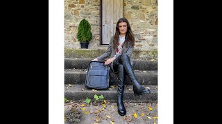 MADISON STYLES FALL FASHION MCKLEIN USA BACKPACK ARGYLE VEST CIDER SHORTS BLACK LEATHER THIGH BOOTS [upl. by Analla]