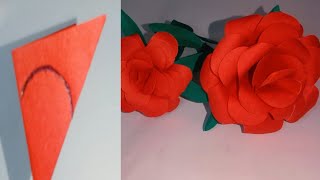 how to make paper Rose easy🌹😲 best paper flower making  flower making with paper  paper craft [upl. by Enajyram]