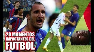 20 MOMENTOS IMPACTANTES RAROS LOCOS y TRISTES del FUTBOL [upl. by Refynnej]