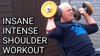 This old man is a savage in his garden gym shoulder workout [upl. by Alanson]