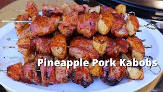 Pineapple Pork Kabobs  Grilled Pork Kebab Recipe on Kong Ceramic Grill [upl. by Ilojna334]