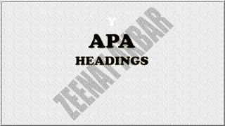 APA Headings [upl. by Assetniuq25]