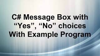 C Message box with Yes No button C [upl. by Nilrac]