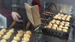 大阪の明石焼き プロが焼く明石焼き（錦泉堂）Delicious Akashiyaki of Osaka Ishikiri Tsurugiya Jinja 大阪石切劔箭神社的美味明石烧烤 [upl. by Rebm802]