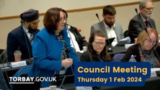 Torbay Council Meeting 1 February 2024 [upl. by Gosnell929]