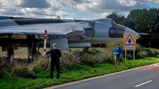 Vulcan bomber comes off the runway at Wellesbourne [upl. by Suoiradal]