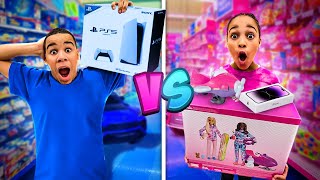 BUYING EVERYTHING in ONE COLOR for 24 HOURS Brother VS Sister [upl. by Ahseyi569]