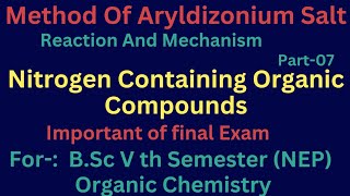 Method Of Preparation Aryldizonium Salt Benzene Diazonium Chloride Reaction amp Reaction Mechanism [upl. by Caye]