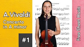 Vivaldi Concerto in A minor 1 Movement Violin Tutorial with Free Sheet Music [upl. by Aysa175]