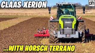 CLAAS Xerion 5000 with HORSCH Terrano Cultivator Working Land [upl. by Stacy]