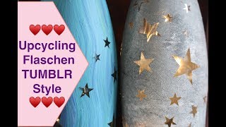 ❤️ Upcycling alter Flaschen Tumblr style LED Lichterflaschen Laternen basteln [upl. by Aldus]