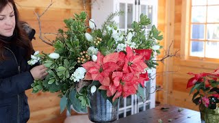 Using Poinsettias in a Fresh Cut Flower Arrangement 💗💐😍  Garden Answer [upl. by Emylee675]