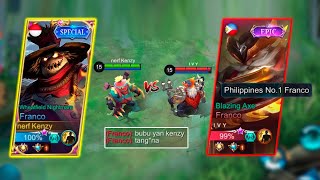 NERF KENZY VS TOP 1 PHILIPPINES FRANCO TRASHTALKER  WHO WILL WIN [upl. by Eedyah]