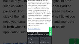 Telangana mhsrb lab technician exam hall ticket released mhsrb exam hallticket [upl. by Eirameinna]