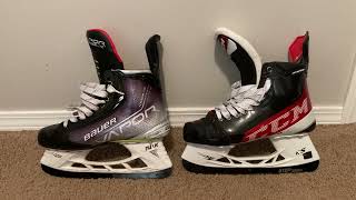 Bauer Hyperlite vs CCM FT4 Pro Jetspeed Review and Fit Comparison [upl. by Midas920]