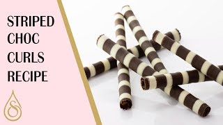 Striped Chocolate Curls Recipe Full Recipe  Kirsten Tibballs [upl. by Ytsirhc]