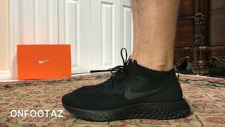 Nike Epic React Flyknit Triple Black On Foot [upl. by Virginia]