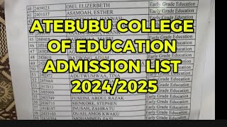 ATECOE ADMISSIONATEBUBU COLLEGE releases their admission listteacherstraining [upl. by Einnaffit]