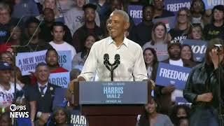 WATCH Obama sings Lose Yourself after Eminems introduction at Detroit rally [upl. by Aholah]