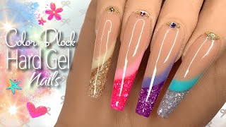 Affordable Colored Hard Gel  Saviland Builder Gel Kit  Easy color blocked nails  HardBuilder Gel [upl. by Giulia]