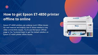 How to fix Epson ET 4850 printer offline problem  Change Epson printer offline to online [upl. by Kaitlin692]