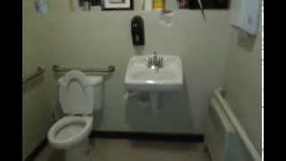 Bathroom Tour American Standard toilet at a bar be cue place [upl. by Suoicul246]