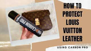 HOW TO PROTECT YOUR LOUIS VUITTON VACHETTA LEATHER WITH CARBON PRO  POCHETTE METIS SPRAY TUTORIAL [upl. by Leiba763]