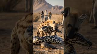 Clash of Predators Hyena vs Giant Python in the Heart of the Desert youtubeshorts [upl. by Anawt]