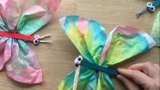 Coffee Filter Butterflies  use craft sticks pipecleaners or pegs for the body [upl. by Yanrahs]