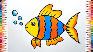 Fish Drawing For Beginners  How to Draw Fish Step By Step  Easy Fish Drawing With Colour [upl. by Lucius]