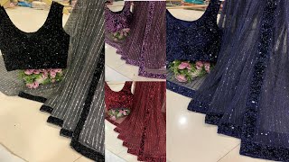 Net Saree With Sequins Work BlouseJoginder Cloth House [upl. by Adnilym]