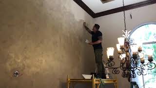 Venetian plaster coarse with gold wax application [upl. by Frame]