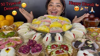 HAPPY DIWALI 2024 🎉🎊 MALAI SANDWICHES MALAI RASGULLA KALA JAMUN RAJBHOG KAJU SWEETS  MUKBANG [upl. by Ladnik341]