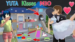 ماذا تفعل ميو مع يوتا Secret Mio Kiss YUTA😱 Hiding Haunted place Wedding in Sakura School simulator [upl. by Wilscam]