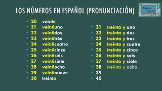 Les chiffres en espagnol de 20 à 40  Compter les nombres  Apprendre lespagnol  learn español [upl. by Fidellas944]