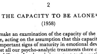 A psychologists casual review The capacity to be alone by Winnicott [upl. by Latsyek]