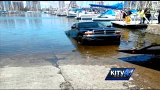 Man blames slippery boat ramp for truck bath [upl. by Granger]