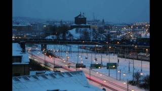 Winter traffic in Gothenburg Sweden during a snowy evening [upl. by Duke]