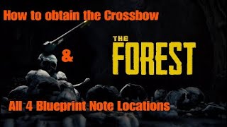 The Forest  Crossbow amp All 4 Crafting Blueprint Locations PS4 Patch 109 [upl. by Erdne]